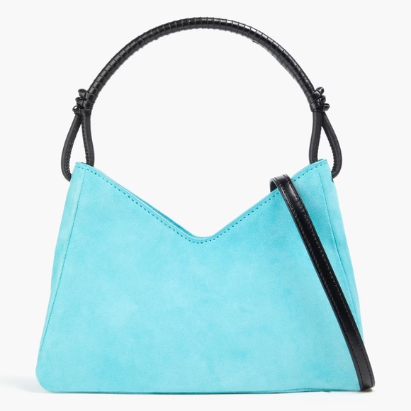 STAUD Valerie Suede Shoulder Bag in Turquoise - Picture 1 of 8
